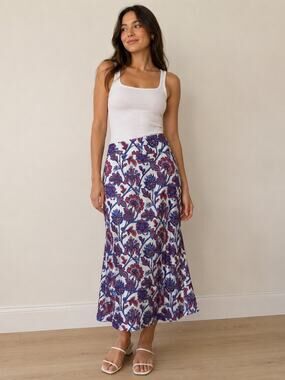 Jude Connally Floral Maxi Skirt Size S Red Blue White Pull On NWOT